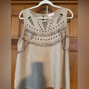 Blush Beige Fringe Top